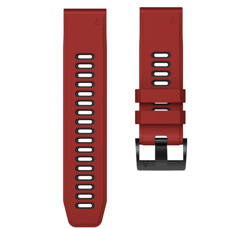 ANCOOL for Fenix 6X Pro Watch Band/Fenix 5X Watch Band/Fenix 7X Watch Band 26MM Silicone Watch Band for Fenix 8 51mm/6X/5X Plus/7X Pro(Red-Black) - Image 5